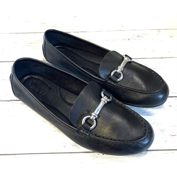 Born Magnolia Black Leather Driving Mocs Loafers Sz 6M - Picture 2 of 11